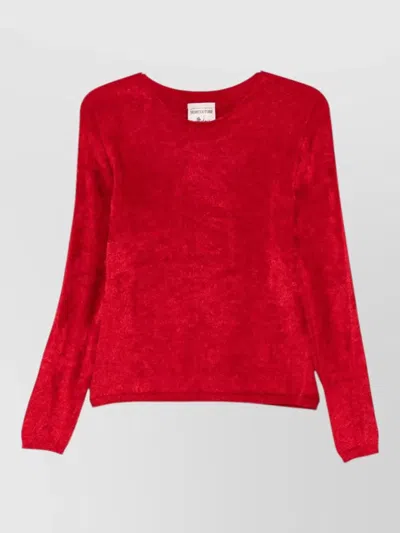 Semicouture Lettice Crewneck Sweater Regular Fit Long Sleeves In Red