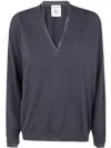 Semicouture V-neck Long-sleeved Sweater In Blue