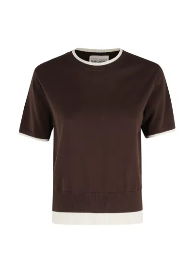 Semicouture Leya T-shirt In Brown