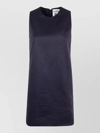 Semicouture Linen Dress Shorts Sleeveless Round Neck In Black