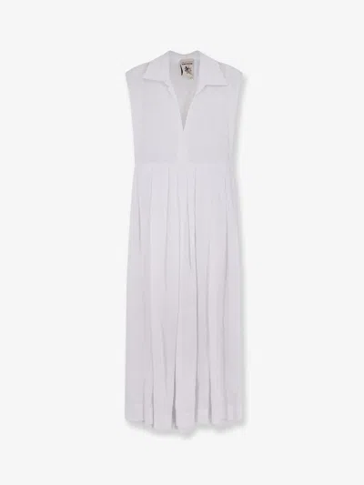 Semicouture Linen Long Dress In White