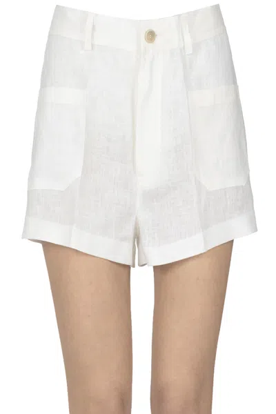 Semicouture Linen Shorts In White