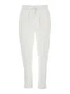 Semicouture White Pants With Elastic Waist With Drawstring In Linen Woman