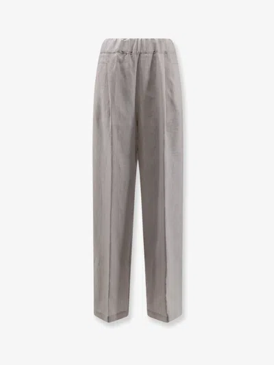 Semicouture Linen Trousers In Gray