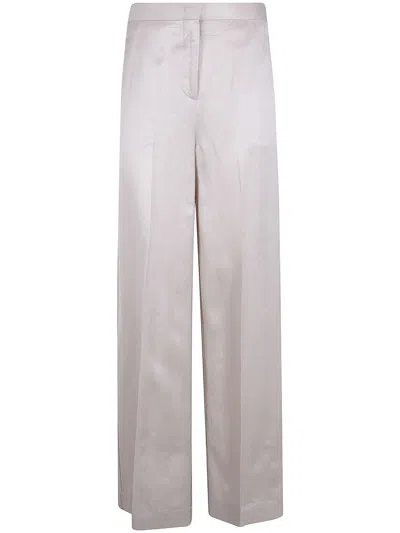 Semicouture Linen Wide Leg Trousers In Neutral