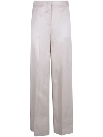 Semicouture Linen Wide Leg Trousers In White