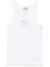 Semicouture White Ribbed Top With Logo Detail On The Front In White