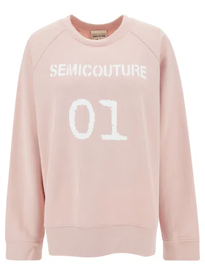 Semicouture Logo Sweatsirt In Pink