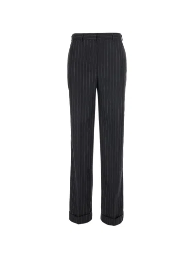 Semicouture Lola Pinstripe-pattern Turn-up-cuff Trousers In Multi
