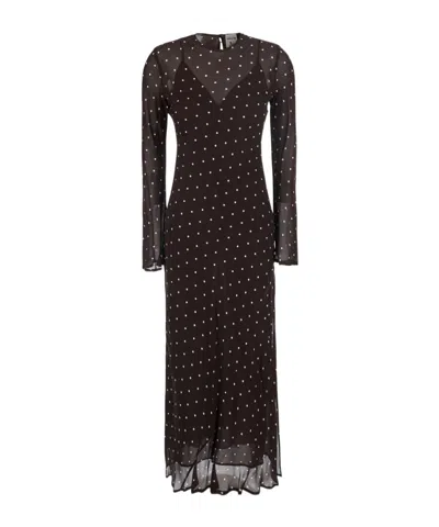 Semicouture Long Polka-dot Dress In Black