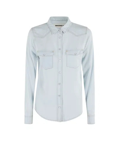 Semicouture Long Sleeve Denim Shirt In Sky
