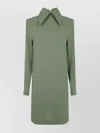 Semicouture Long Sleeve Dress Pointed Collar In Green