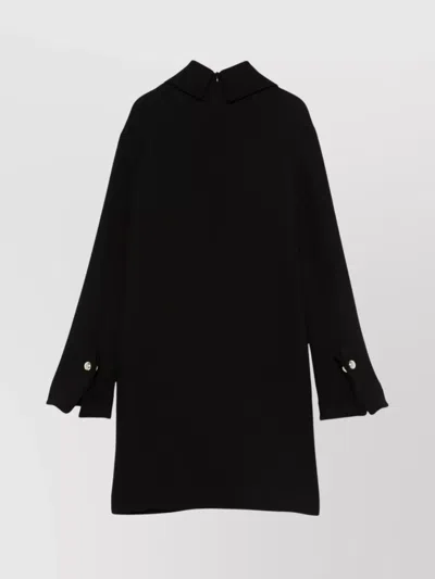 Semicouture Long Sleeve Mini Dress With Buttoned Cuffs In Black