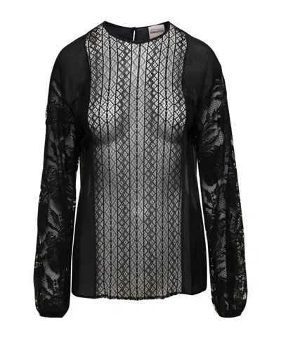 SEMICOUTURE LONG-SLEEVED LACE BLOUSE