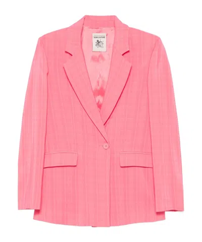 Semicouture Long-sleeved Suit Coat In Pink