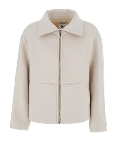 Semicouture Long-sleeve Casual Jacket With A Collar In Neutral