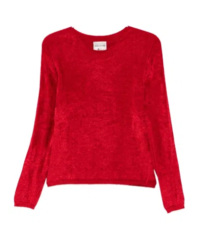 Semicouture Lettice Crewneck Sweater Regular Fit Long Sleeves In Red