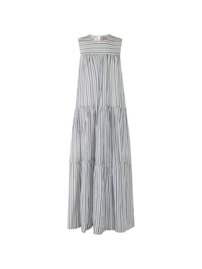 Semicouture Luigia Striped Tiered Maxi Dress In White