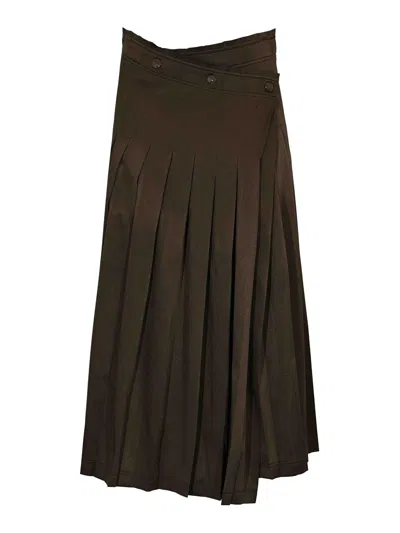 Semicouture Luisa Pleated Skirt In Brown