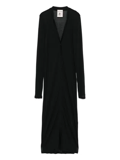 Semicouture Luxurious Modal Long Cardigan In Black