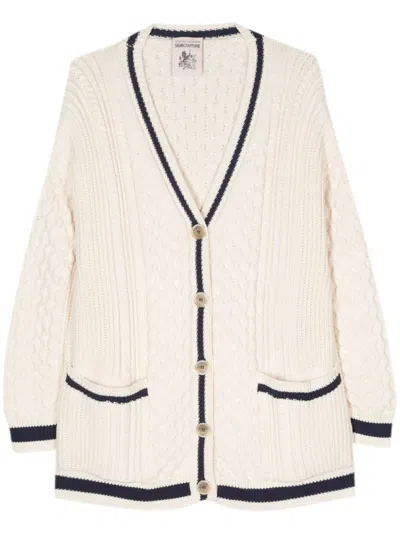 Semicouture Madeline Cotton Blend Cardigan In White