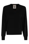 Semicouture Semi Couture V-neck Black Sweater With Long Sleeves In Black