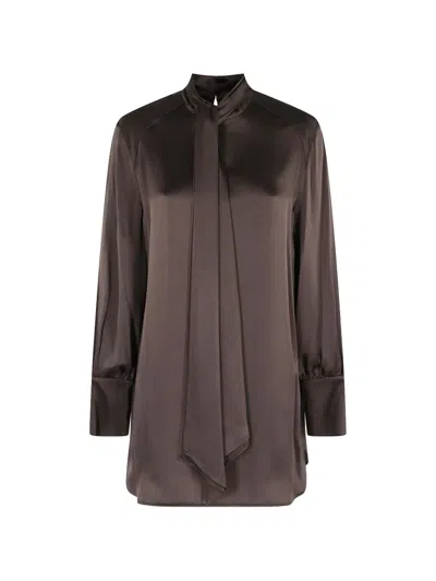 Semicouture Manuela Tie-neck Mini Dress In Brown