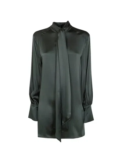 Semicouture Manuela Tie-neck Mini Dress In Green