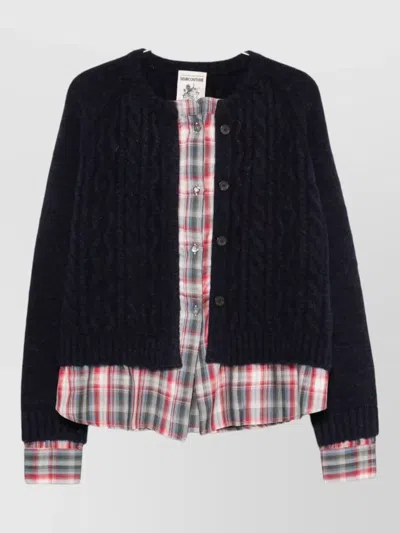 Semicouture Marcy Wool Blend Cardigan Layered Style In Blue