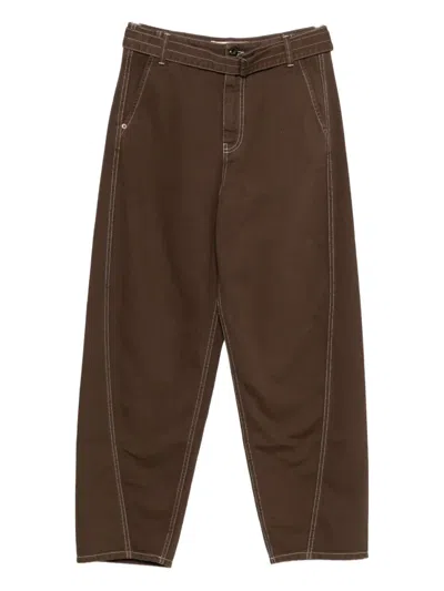 Semicouture Maria Rosabelted Contrast-stitch Jeans In Brown