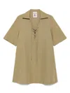 Semicouture Marisa Linen Blend Mini Dress In Beige