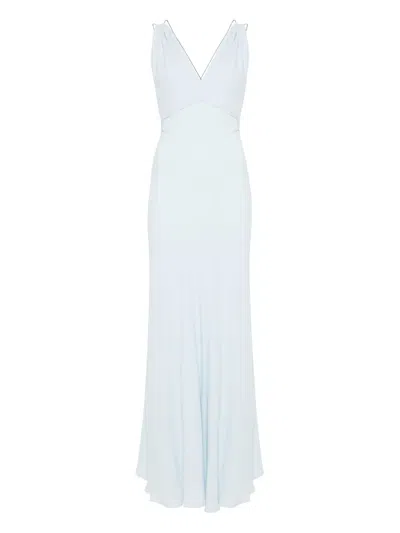 Semicouture Semi Couture Celeste Dress With Deep V-neckline And Crisscross Back In Blue