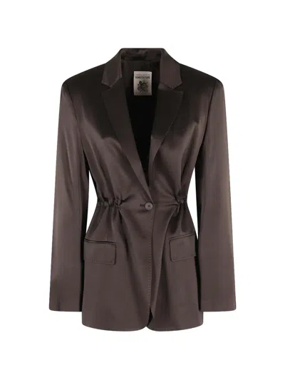Semicouture Marta Drawstring-waist Jacket In Brown