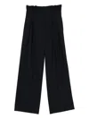 Semicouture Wide Leg Pleated Trousers With Belt Loops In Black