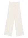 Semicouture High-waisted Wide-leg Wool Blend Trousers In Neutral