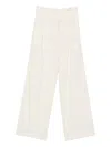 Semicouture High-waisted Wide-leg Wool Blend Trousers In White