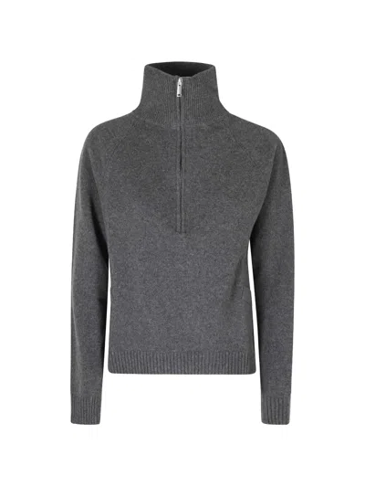 Semicouture Meg Panelled Half-zip Sweater In Gray