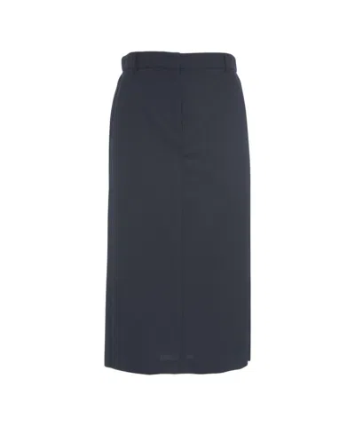 Semicouture Midi Skirt With Pleated And Smooth Design In Blue