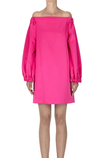 Semicouture Mikado Style Fabric Mini Dress In Fuxia