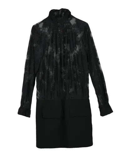 Semicouture Mini Dress With Refined Lace Detail And Fitted Silhouette In Black