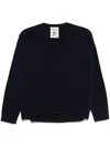 Semicouture Semi Couture Relaxed Fit Deep V-neck Blue Sweater In Black