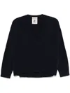 Semicouture Semi Couture Relaxed Fit Deep V-neck Blue Sweater In Blue