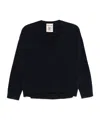 Semicouture Semi Couture Relaxed Fit Deep V-neck Blue Sweater In Black