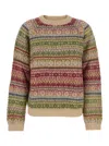 Semicouture Multicolor Knit Crewneck Sweater With Striped Motif In Wool Blend Woman In Multi