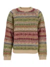 Semicouture Multicolor Knit Crewneck Sweater With Striped Motif In Wool Blend Woman In Multi