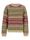 Semicouture Multicolor Knit Crewneck Sweater With Striped Motif In Wool Blend Woman In Multi