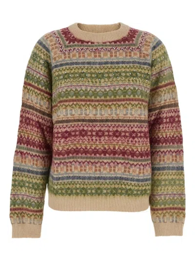 SEMICOUTURE MULTICOLOR PRINTED SWEATER