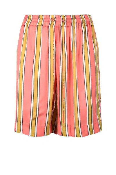 Semicouture Multicolor Striped Viscose Shorts In Pink