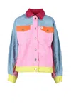 Semicouture Multicolore Patchwork Jacket With Artistic Design In Pink