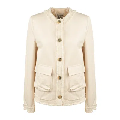 Semicouture Natural Gabardine Jacket In Neutral